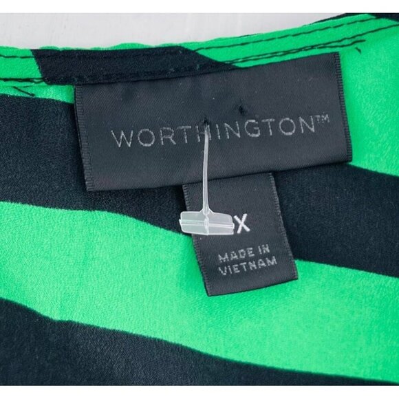 Worthington Womens Green & Black Striped Blouse Size 2X‎ Career - Picture 2 of 5